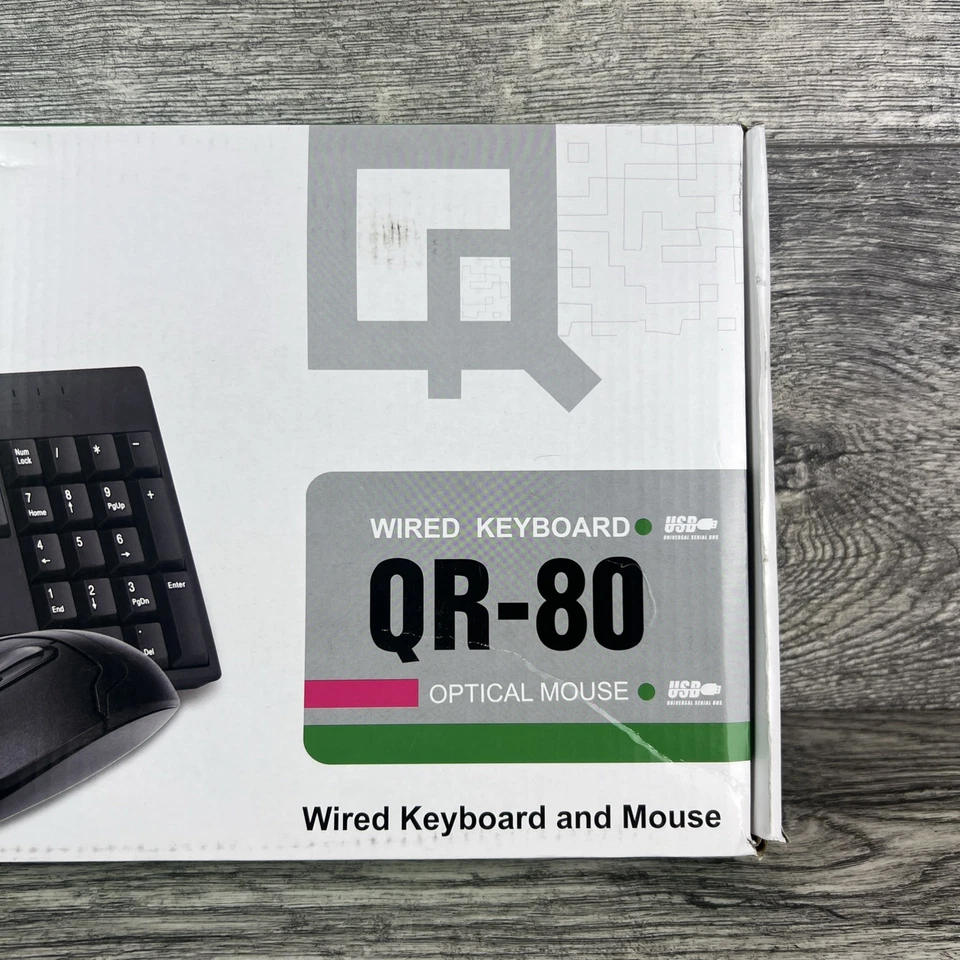 QR-80 Wired Keyboard With Wired Optical Mouse Black NEW - Image 2 of 4