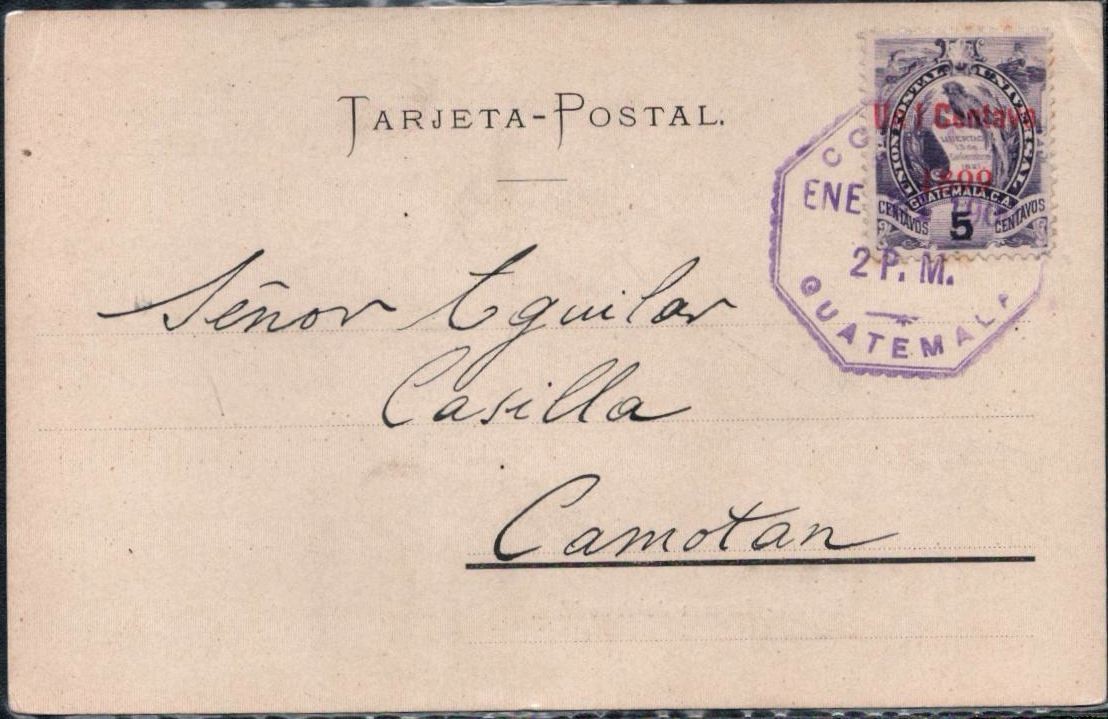 1900 Guatemala Postcard - Local Use - 'Laguna de Amatitlán'
