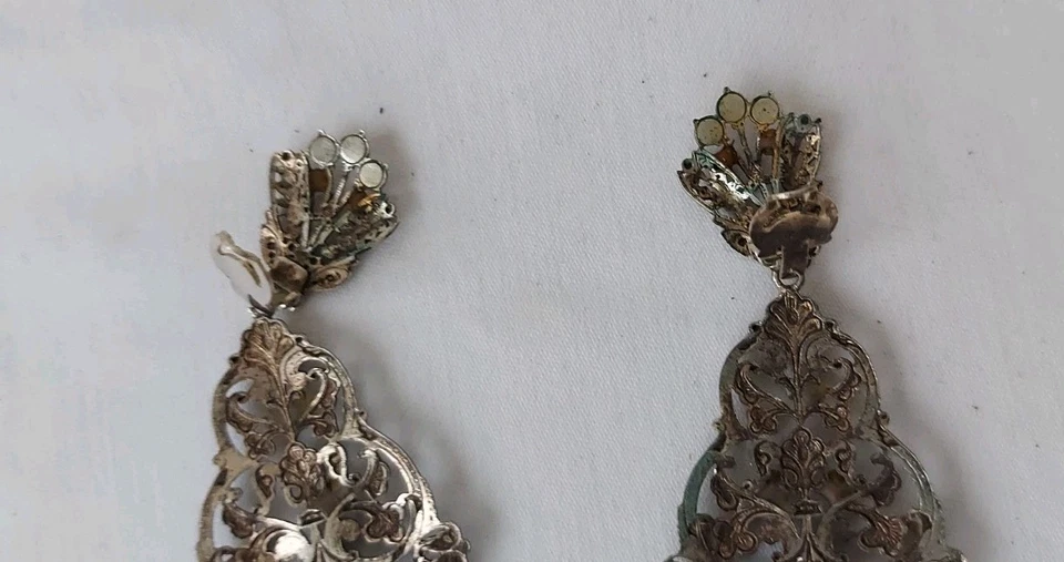 Antike Clips Ohrhänger Ohrclips Renaissance-Stil Italien ca.18/19 Jahrh.Handmad - Bild 4 von 4