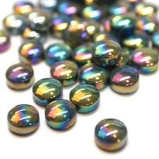 Pearlized Black Round Glass Dots Glass Mosaic Tile Pieces - 25 tiles - 12 MM