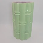 Vintage Red Wing Pottery Bamboo Vase Green Exterior Purple Interior USA Boho