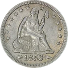 1853-P Seated Liberty Quarter 'Arrows & Rays' Choice AU/BU Great Eye Appeal