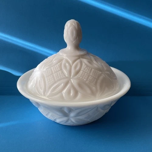 Vintage Imperial Milk Glass Covered Candy Dish with Lid