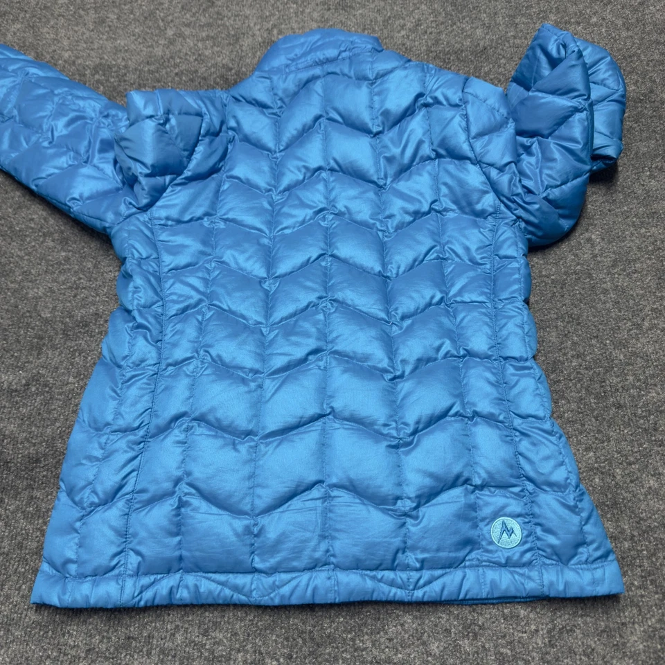 Chaqueta acolchada Marmot 800 Fill para mujer pequeña azul manga larga cremallera completa Foto 4 de 4