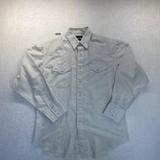 Vintage Wrangler Men's Size Large White Stripe Snap Button Shirt Bin 3 Tag 0036