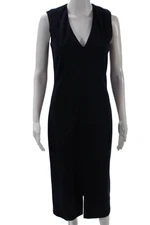 The Row Womens V Neck Sleeveless Front Slit Maxi Dress Navy Blue Size Small