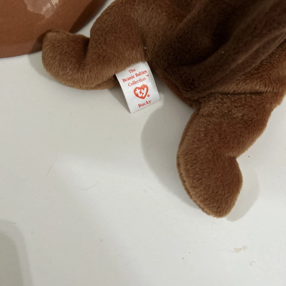 RARE TY Beanie Baby Bucky the Beaver 1995 w/ MULTTAG ERRORS & PVC Pellets34/4 - Image 4 of 4