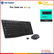 Wireless Combo Keyboard Mouse Set 4 Pack Black Long Battery Life Reliable
