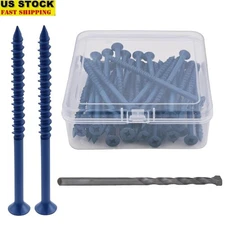Concrete Screw Anchor 35PCS Carbon Steel Heavy Duty Fasteners W/ Drill Bit New