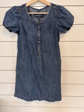Gap Women's Denim Dress With Buttons And Puff Sleeves Size Medium