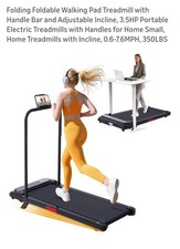 Folding Foldable Walking Pad Treadmill with Handle Bar and Adjustable Incline, 3