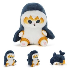 Shark Cat Plush Toy Soft Stuffed Animal Doll 20cm, Grey Fuzzy for Kids Adults