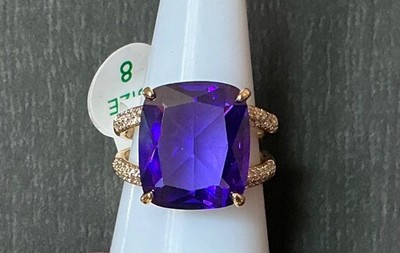 Bomb Party Ring  Let s Get Away  RG78302 Purple Topaz CZ Gold Plating Sz 8