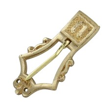 Renaissance Brass Buckle with Monogram Hand-Forged Middle Ages Decorative Design