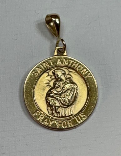 14k Gold St. Anthony Pray For Us Religious Charm Pendant