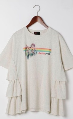 niko and  x Stranger Things Game Over Side Frill T-Shirt Japan Limited FREE Gray
