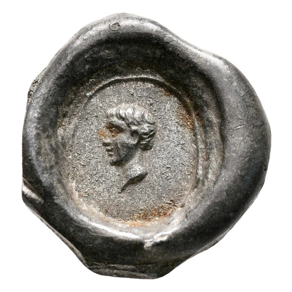 Empreinte portrait empereur romain sur plomb 1860-1880 Provenance British Museum - Photo 2/3