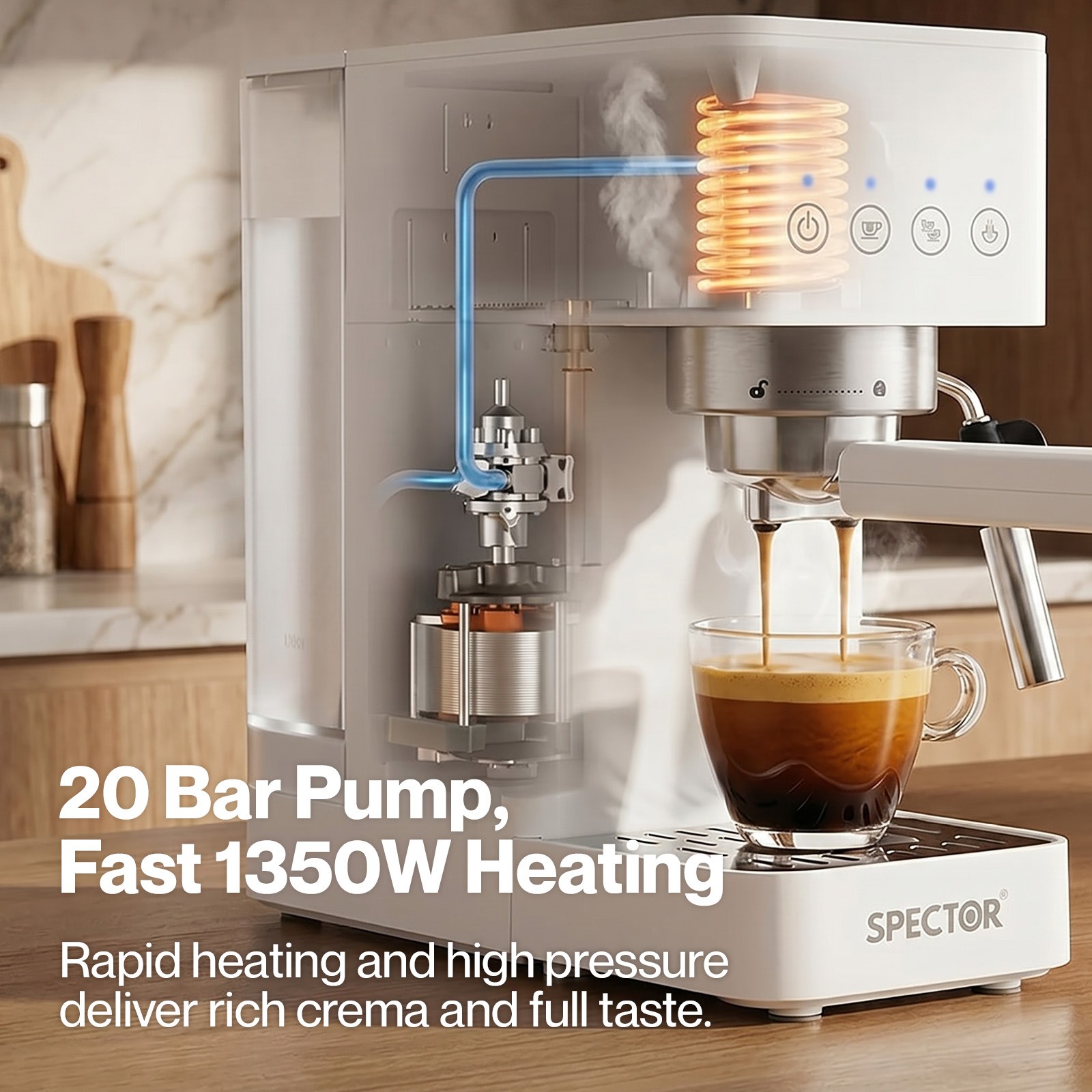 Spector Espresso Coffee Machine Maker 20 Bar Milk Frother Cappuccino Latte Cafe — image 3