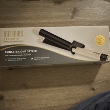 Hot Tools CurlStraight Styler Curling Wand & Flat Iron 455°F Black/Gold