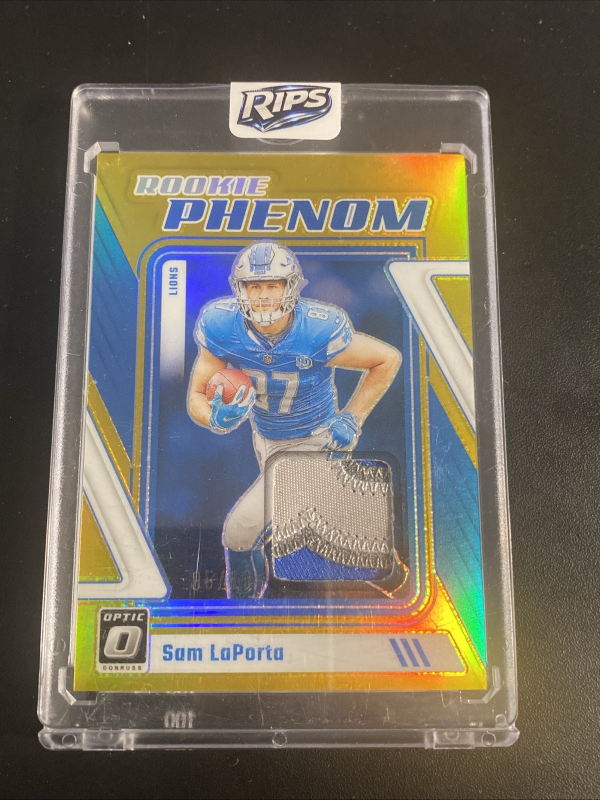 Sam LaPorta Panini Donruss Optic Rookie Phenoms Relics #RPSL Gold