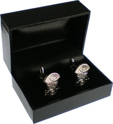 Phi Beta/&Beta; Sigma Shield Sandblasted Cuff Links [Silver - 1'']