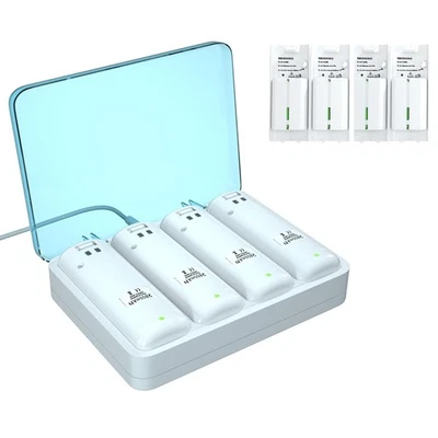 For Wii / Wii U Remote 4 Pack Battery & Charger Station 2800mAh Rechargeable