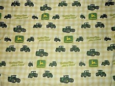 6G Vintage JOHN DEERE Tractors cotton blend Twin Flat Bed Sheet {Fabric}