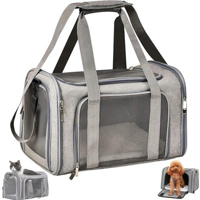 Elegante Transportbox für Katzen und Hunde - Faltbar, Tragbar, Grau L 43x28x28cm