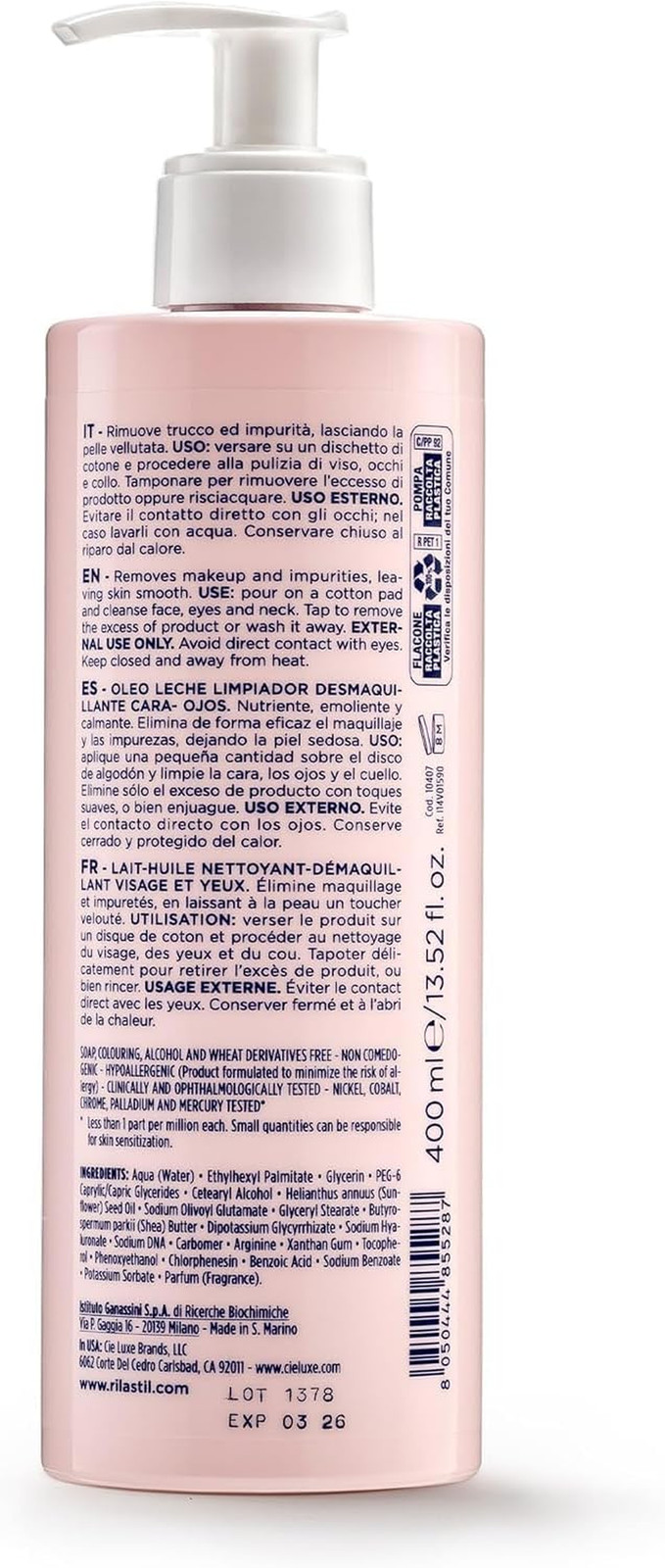 Rilastil Daily Care Olio Latte Detergente Viso E Occhi, Detergente Struccante Nu - 3