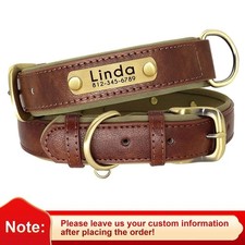 Soft Leather Personalized Dog Collar ID Tag Engraved for Small Medium Large Dogs