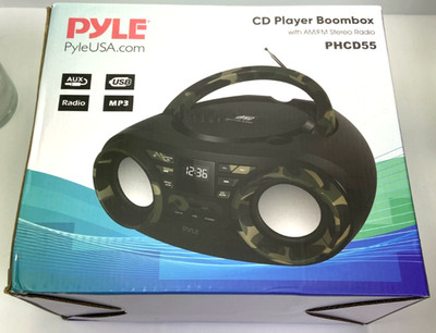 Pyle Portable CD Player Boombox Speaker w/ AM/FM Stereo Radio Bluetooth PHCD55