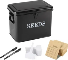 Seed Storage Organizer, T-Shape Compartment Box with Safety Tall-Black 