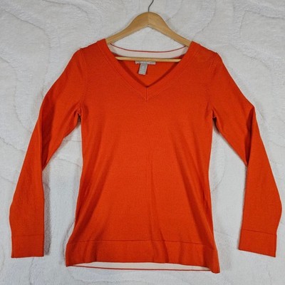 Banana Republic V-Neck Pullover Pulli Medium Orange extrafeine Merinowollmischung