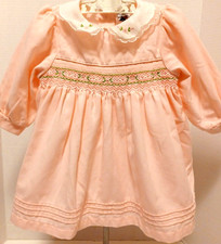 Vintage Baby Girls Dress Pink Smocked Embroidered Teddys Choice Size 12 Months