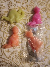 Vintage 1990 Flintstones Fruity Pebbles Dinosaurs PVC Figures HBP Lot Of 4 Pink