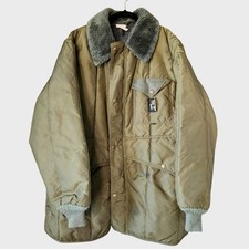 Vintage 80s RefrigiWear Parka Jacket Sherpa Collar Olive Green Large USA Made