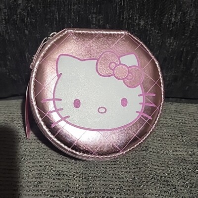 HELLO KITTY  ROSEGOLD ROUND ZIP AROUND JEWERLY  CASE STORAGE