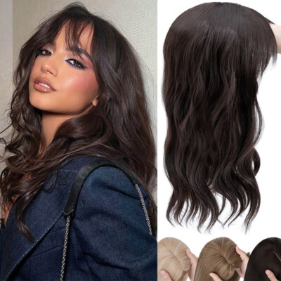 100% Natural Topper + Bangs Toupee For Thinning Hair as Human Synthetic Wiglet