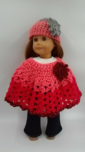 Poncho & Hut 18 Zoll Puppenkleidung passt American Girl Puppen rosa - Bild 4 von 4