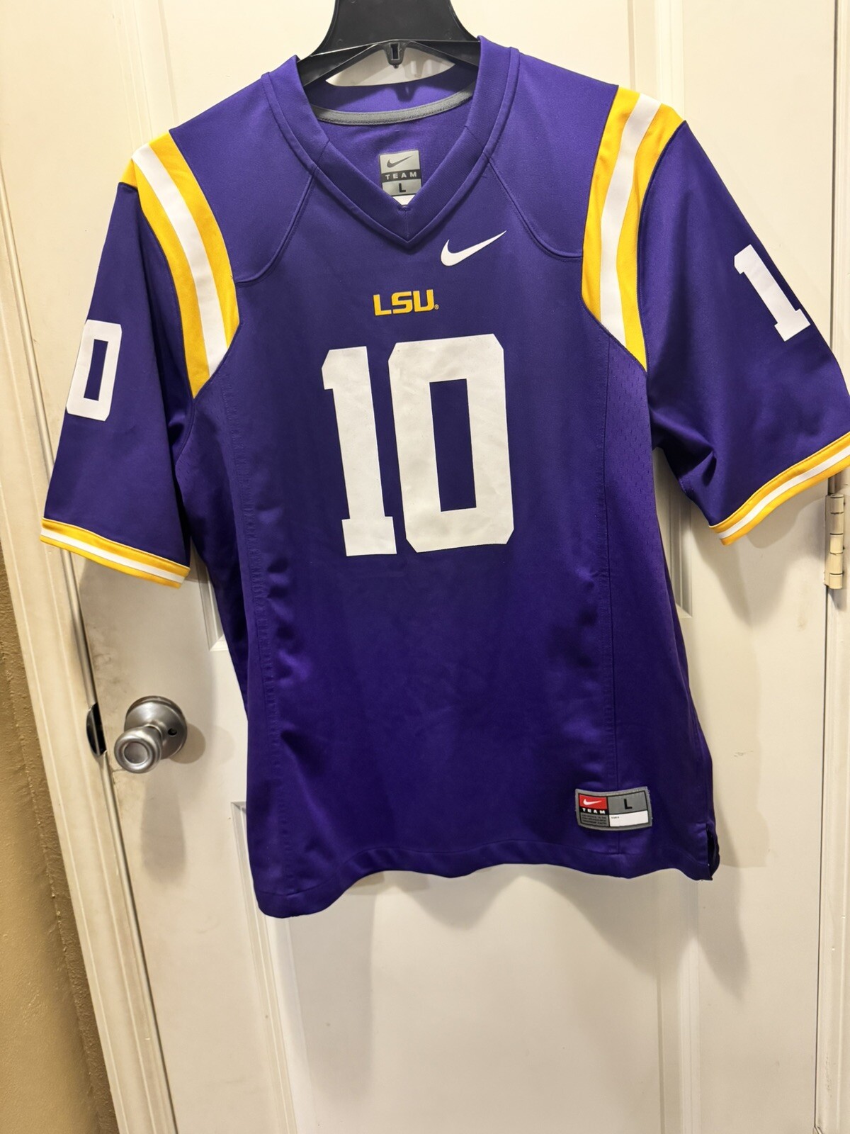 Nike LSU Tigers Jersey Football College NCAA Yellow #10 Men’s Large Apparel