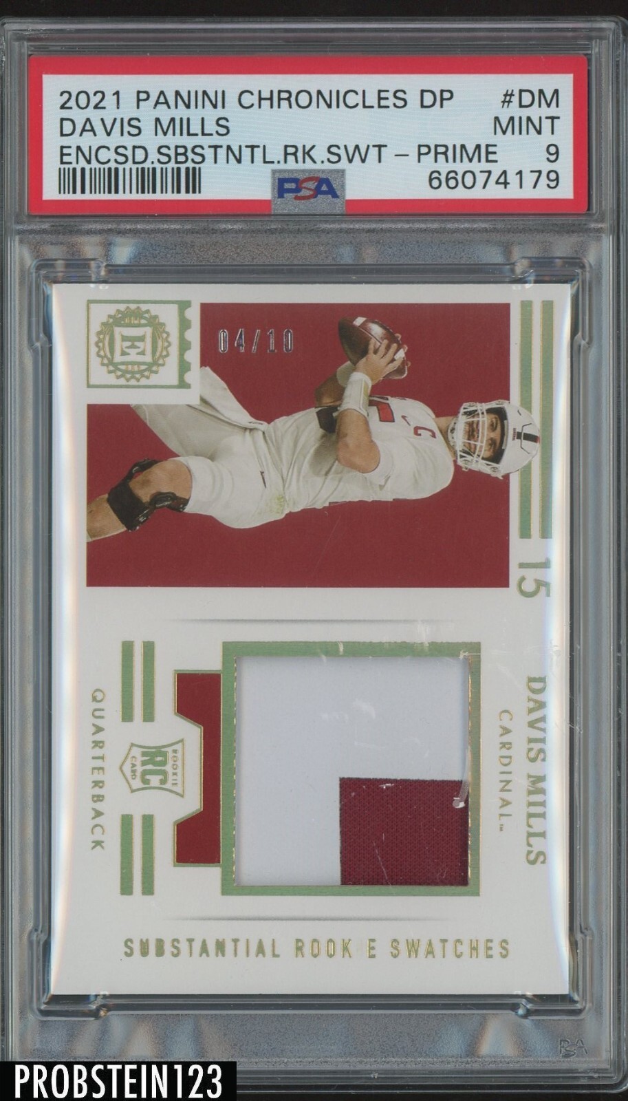 Davis Mills Panini Chronicles Draft Picks Encased Substantial Rookie Swatches #DM Prime