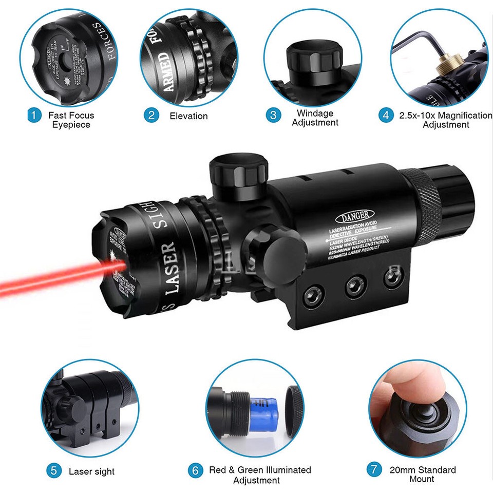 Tactical Red Dot Laser Sight Designator For Air Gun Rifle Mount Hunting ...