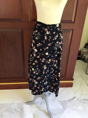 Nordstrom Expressions Romantic Black Skirt With Floral Design Size L Midi  A-line