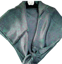 100 Silk 41" large Square Scarf Women Shawl Wrap floral green black HD82-8