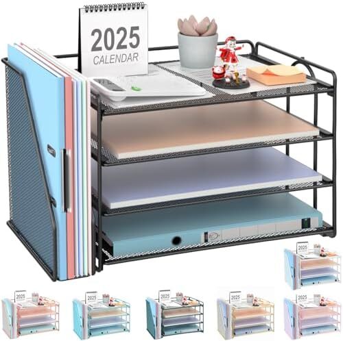 Gianotter 4-Tier Black Desk Organizer with Magazine and File Storage-image