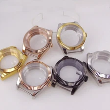 36/39mm Silver Fluted Bezel Stainless Steel Watch Case For NH35/36 Movement