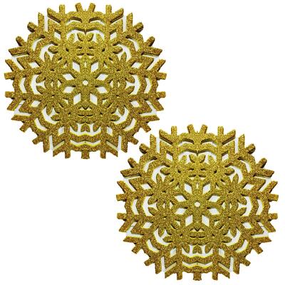2er Set Gold Glitzer Schneeflocke Tischsets Weihnachtsdeko Xmas Esstischmatten