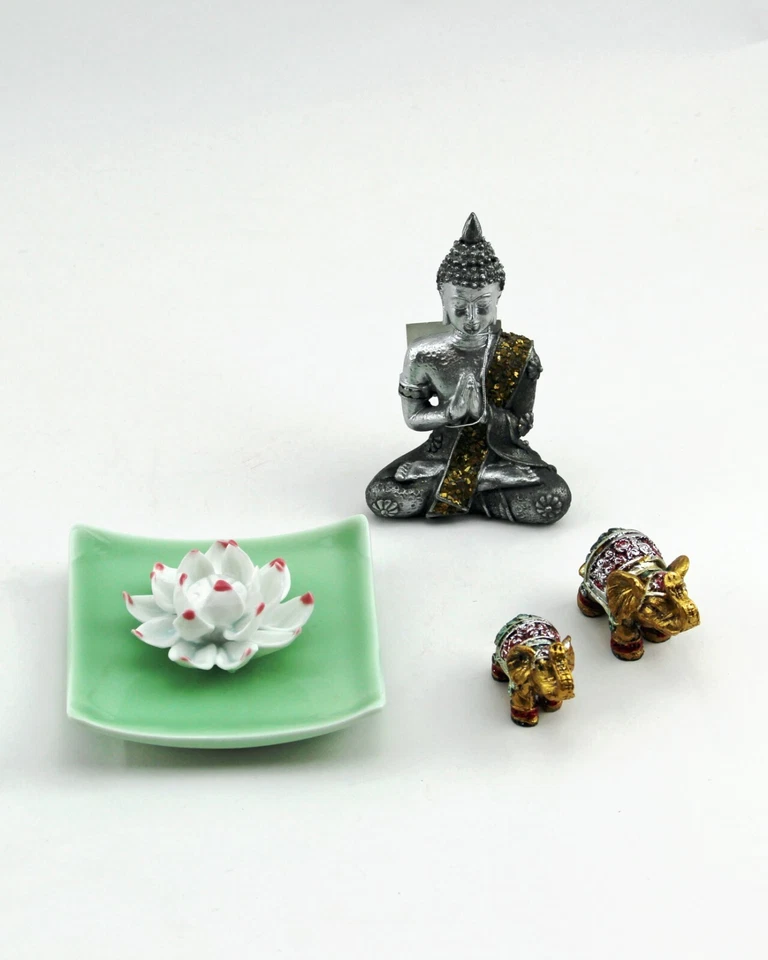 Лотос в квадратной тарелке благовония горелка держатель керамическая тарелка благовония светло-зеленый  - Изображение 4 из 4