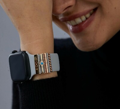 Original Diamant Akzent Ring Stangen Smart Watch Band Anhänger 14k Solid Gold
