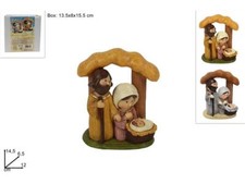 Presepe Natività Abiti Rigati con Capanna 14,5 cm